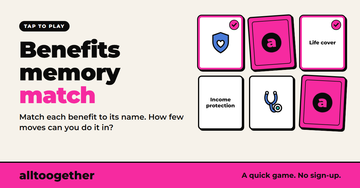 Screenshot of Benefits memory match